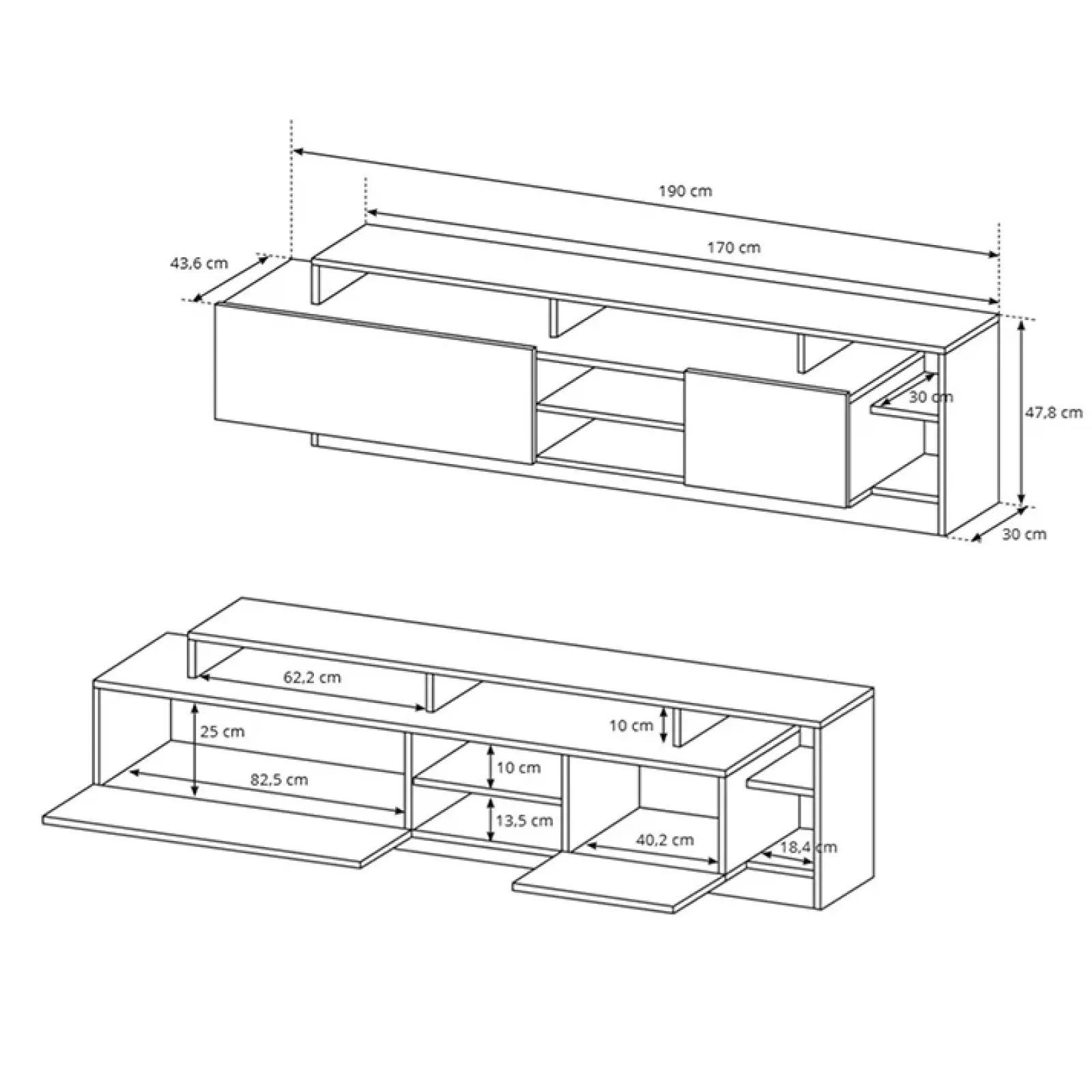 Garnero Arredamenti Parete Attrezzata A Terra|Pareti Attrezzate-Parete attrezzata 260x190h cm soggiorno moderna rovere bianco opaco Blob Rovere - Bianco opaco