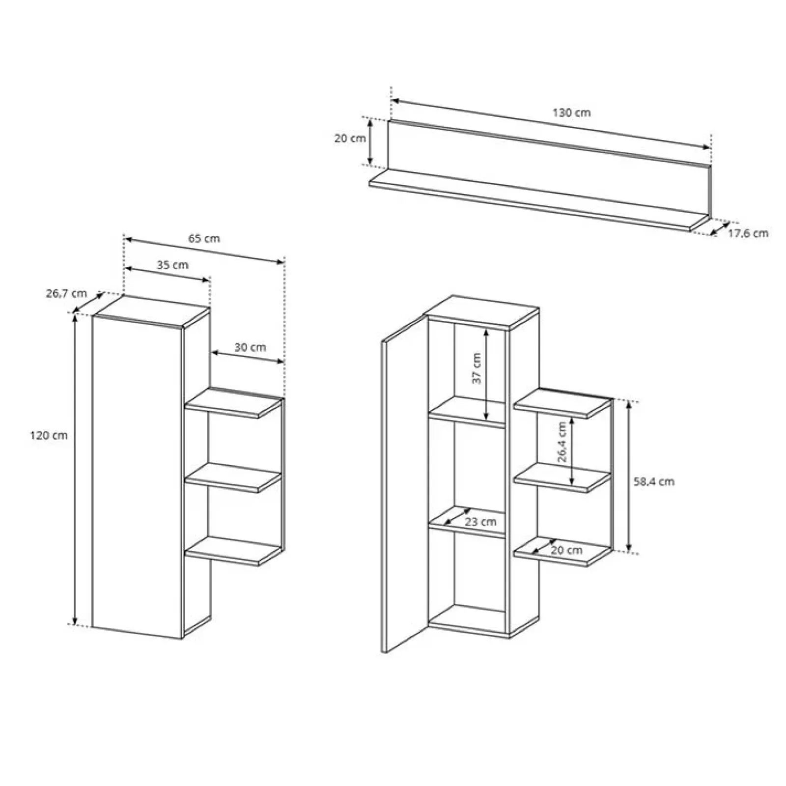 Garnero Arredamenti Parete Attrezzata A Terra|Pareti Attrezzate-Parete attrezzata 260x190h cm soggiorno moderna rovere bianco opaco Blob Rovere - Bianco opaco
