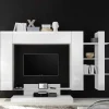 Garnero Arredamenti Parete Attrezzata A Terra|Pareti Attrezzate-Parete attrezzata 259x175h cm soggiorno bianco lucido Steppi 4