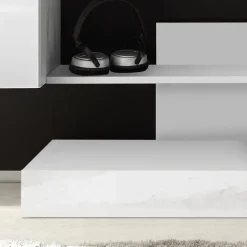 Garnero Arredamenti Parete Attrezzata A Terra|Pareti Attrezzate-Parete attrezzata 259x175h cm soggiorno bianco lucido Steppi 4