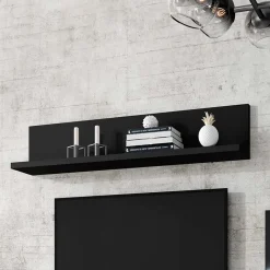 Garnero Arredamenti Parete Attrezzata A Terra|Pareti Attrezzate-Parete attrezzata 219x205h cm soggiorno Megan Gihome® Nero Opaco