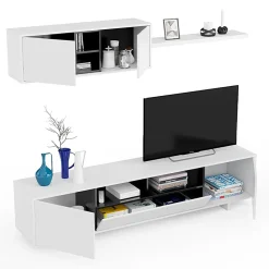 Garnero Arredamenti Parete Attrezzata A Terra|Pareti Attrezzate-Parete attrezzata 200x145h cm soggiorno bianco antracite Belle