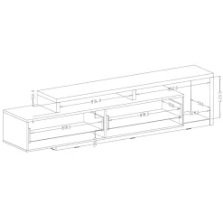 Garnero Arredamenti Parete Attrezzata A Terra|Pareti Attrezzate-Parete attrezzata 219x205h cm soggiorno bianco opaco Megan Gihome® Bianco Opaco - Cemento