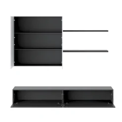 Garnero Arredamenti Parete Attrezzata A Terra|Pareti Attrezzate-Parete attrezzata 200x195h cm soggiorno bianco frassinato antracite Euphoria Bianco Frassinato - Antracite