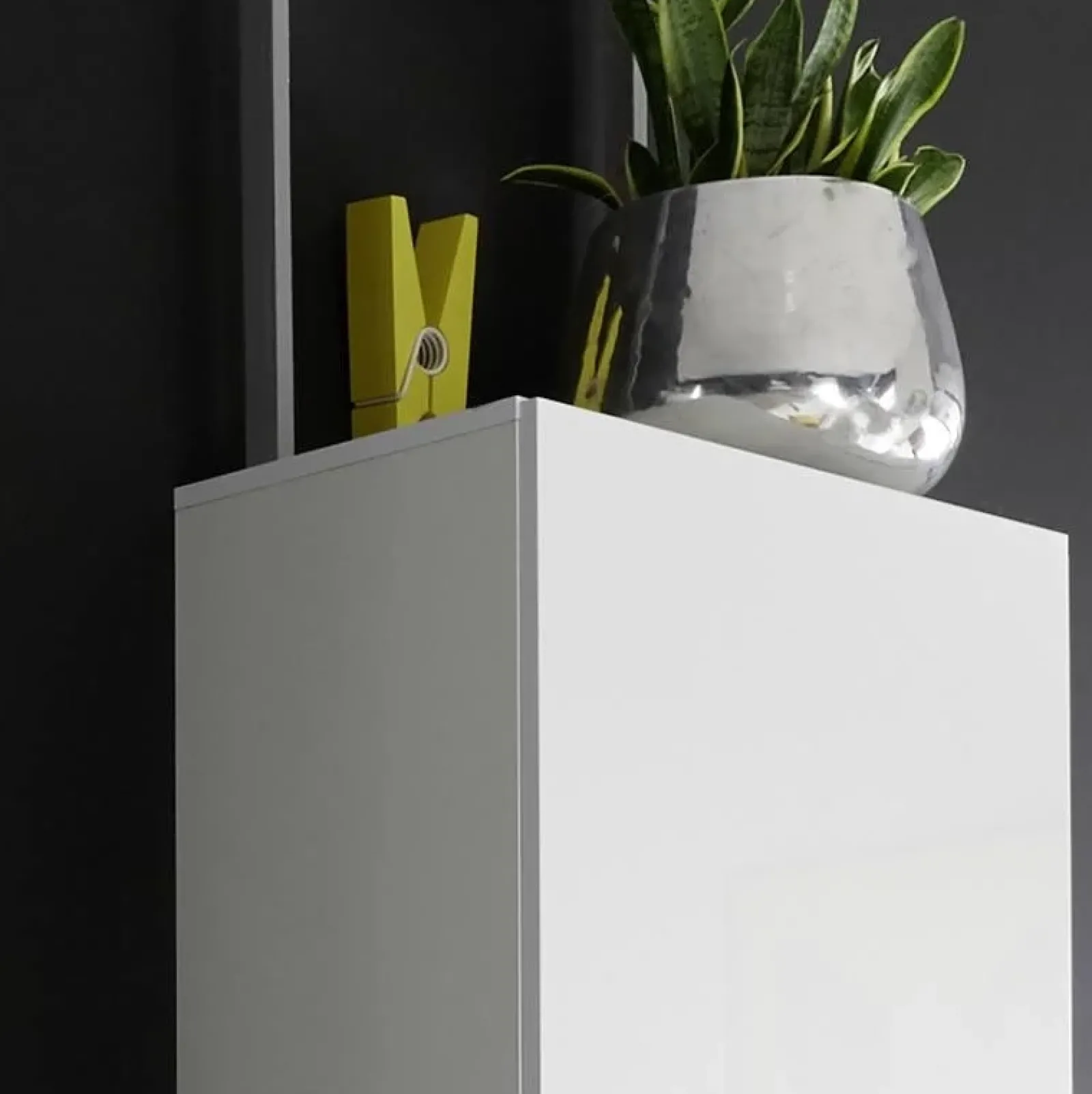 Garnero Arredamenti Parete Attrezzata A Terra|Pareti Attrezzate-Parete attrezzata 258x143h cm soggiorno bianco lucido pero Starck Bianco Lucido - Rovere