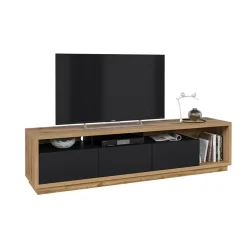 Garnero Arredamenti Parete Attrezzata A Terra|Pareti Attrezzate-Parete attrezzata 200x196h cm soggiorno rovere nero Favorita Rovere - Nero opaco