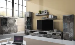 Garnero Arredamenti Parete Attrezzata A Terra|Pareti Attrezzate-Parete attrezzata 350x170h cm soggiorno Frisk Ossido