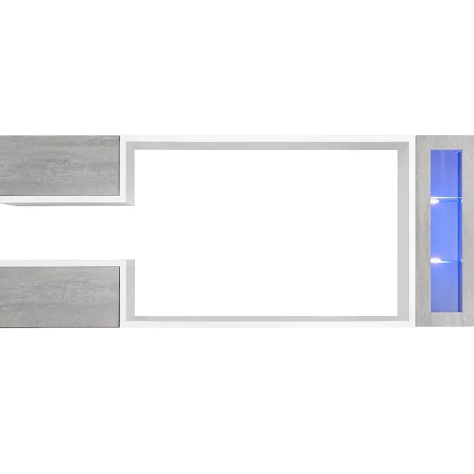 Garnero Arredamenti Parete Attrezzata Sospesa|Pareti Attrezzate-Parete attrezzata 230x95h cm soggiorno bianco cemento Almada Gihome®