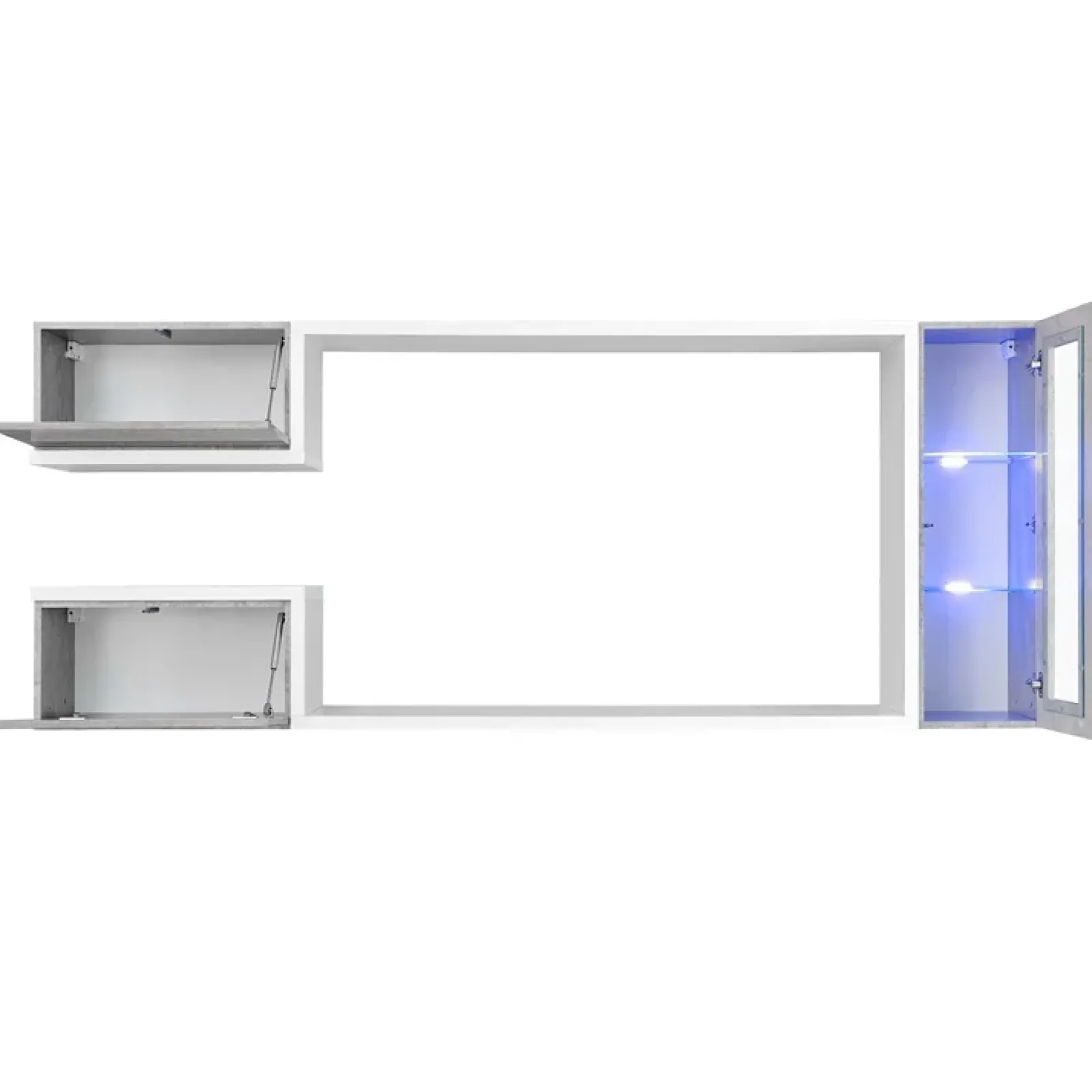 Garnero Arredamenti Parete Attrezzata Sospesa|Pareti Attrezzate-Parete attrezzata 230x95h cm soggiorno bianco cemento Almada Gihome®