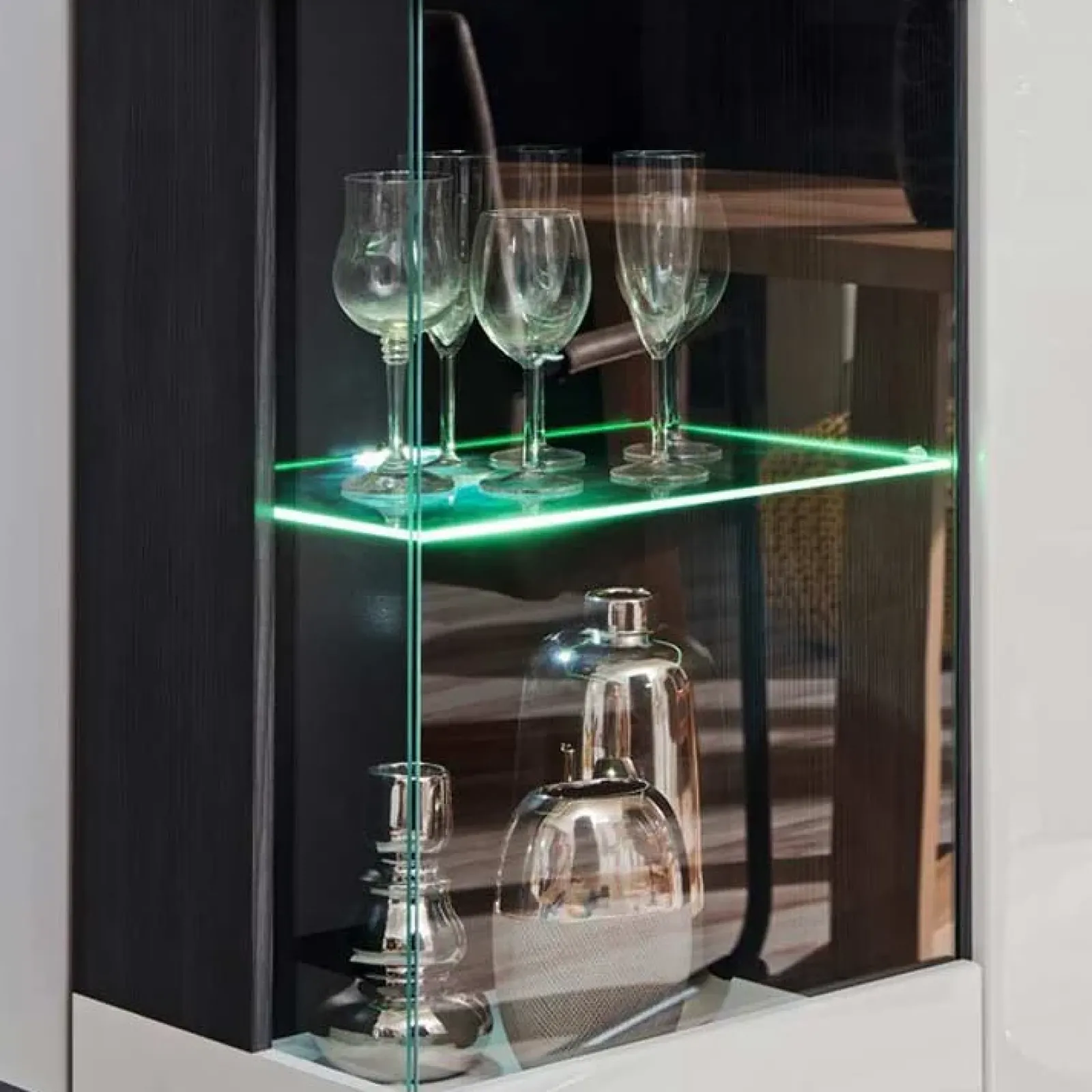 Garnero Arredamenti Parete Attrezzata A Terra|Pareti Attrezzate-Parete attrezzata 310x190h cm soggiorno pino nero York Gihome® Bianco Lucido