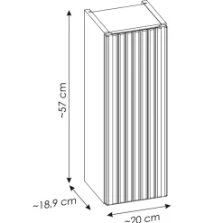 Garnero Arredamenti Pensili Per Bagno-Pensile bagno sospeso 20x57h cm cannettato 1 anta bianco Cleany Bianco Opaco