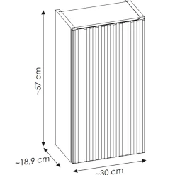 Garnero Arredamenti Pensili Per Bagno-Pensile bagno sospeso 30x57h cm cannettato 1 anta Cleany Nero