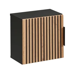 Garnero Arredamenti Pensili Per Bagno-Pensile bagno sospeso 35x35h cm cannettato 1 anta quercia antracite Limpid