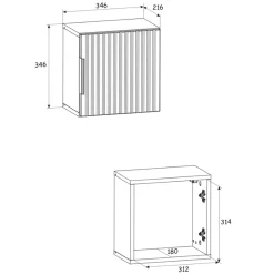 Garnero Arredamenti Pensili Per Bagno-Pensile bagno sospeso 35x35h cm cannettato 1 anta quercia antracite Limpid
