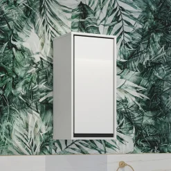 Garnero Arredamenti Pensili Per Bagno-Pensile bagno sospeso 35x72h cm 1 anta nero Linda Bianco Lucido
