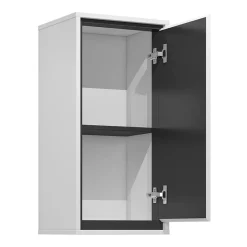 Garnero Arredamenti Pensili Per Bagno-Pensile bagno sospeso 35x72h cm 1 anta nero Linda Bianco Lucido