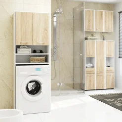 Garnero Arredamenti Pensili Per Bagno-Pensile bagno sospeso 60x60h cm 2 ante rovere bianco Woters Bianco Opaco - Rovere