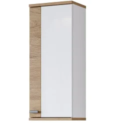 Garnero Arredamenti Pensili Per Bagno-Pensile bagno sospeso 35x84h cm 1 anta bianco lucido rovere Crystal