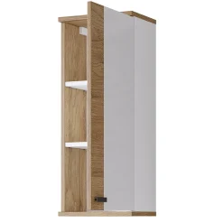 Garnero Arredamenti Pensili Per Bagno-Pensile bagno sospeso 35x84h cm 1 anta bianco lucido rovere Crystal