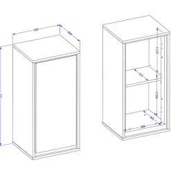 Garnero Arredamenti Pensili Per Bagno-Pensile bagno sospeso 35x72h cm 1 anta nero Linda Tortora