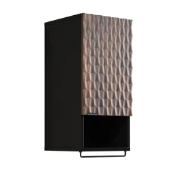 Garnero Arredamenti Pensili Per Bagno-Pensile bagno sospeso 34x81h cm 1 anta 1 vano a giorno nero anta decorata noce Silvy