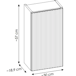 Garnero Arredamenti Pensili Per Bagno-Pensile bagno sospeso 30x57h cm cannettato 1 anta bianco Cleany Bianco Opaco