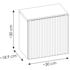Garnero Arredamenti Pensili Per Bagno-Pensile cubo bagno sospeso 30x30h cm cannettato 1 anta Cleany Beige