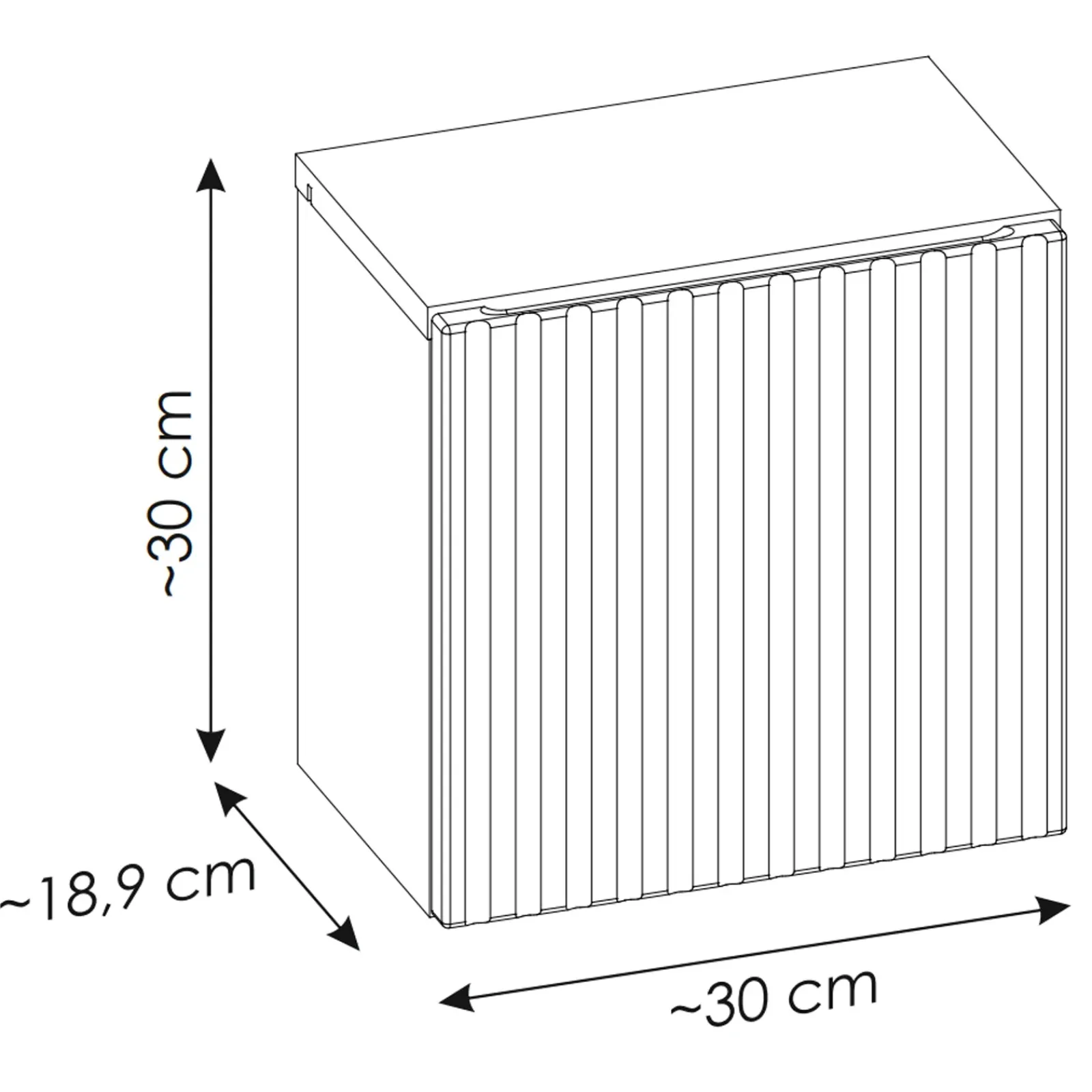 Garnero Arredamenti Pensili Per Bagno-Pensile cubo bagno sospeso 30x30h cm cannettato 1 anta Cleany Beige