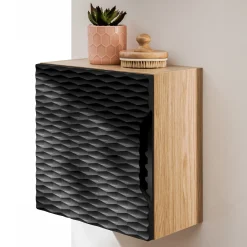 Garnero Arredamenti Pensili Per Bagno-Pensile cubo bagno sospeso 35x35h cm 1 anta nero rovere Swim Nero - Rovere