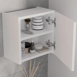 Garnero Arredamenti Pensili Per Bagno-Pensile cubo bagno sospeso 30x30h cm cannettato 1 anta bianco Cleany Bianco Opaco