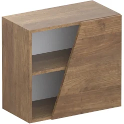 Garnero Arredamenti Mensole E Pensili-Pensile cubo sospeso 1 anta tagliata 55x50cm rovere scuro Sunset Noce