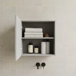 Garnero Arredamenti Pensili Per Bagno-Pensile cubo sospeso bagno 55x50h cm 1 anta reversibile Sunset Grigio chiaro