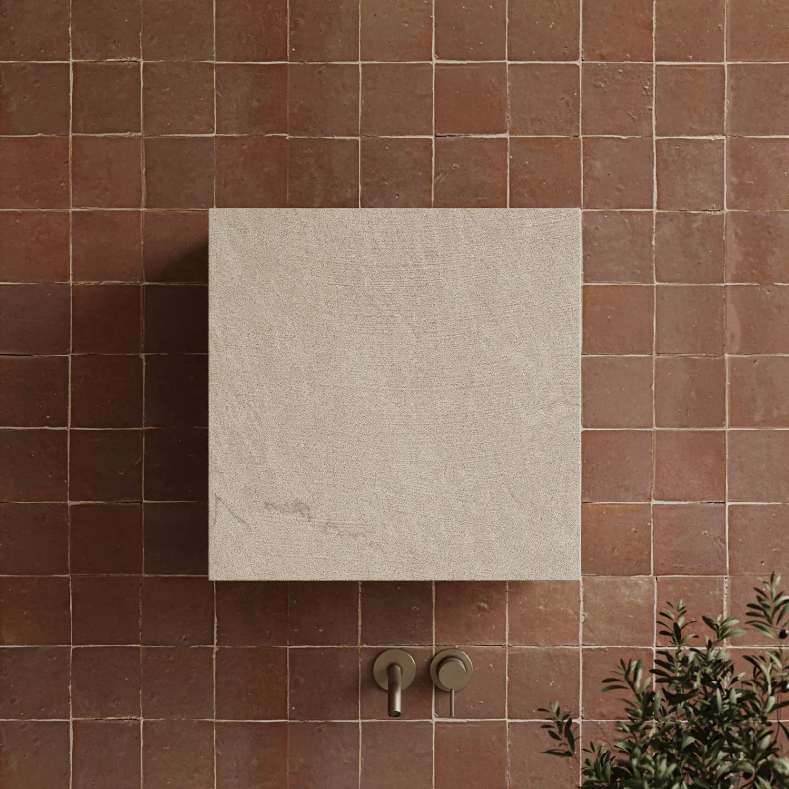 Garnero Arredamenti Pensili Per Bagno-Pensile cubo sospeso bagno 55x50h cm1 anta reversibile Sunset Tortora