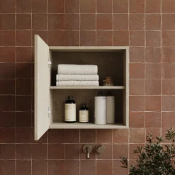 Garnero Arredamenti Pensili Per Bagno-Pensile cubo sospeso bagno 55x50h cm1 anta reversibile Sunset Tortora