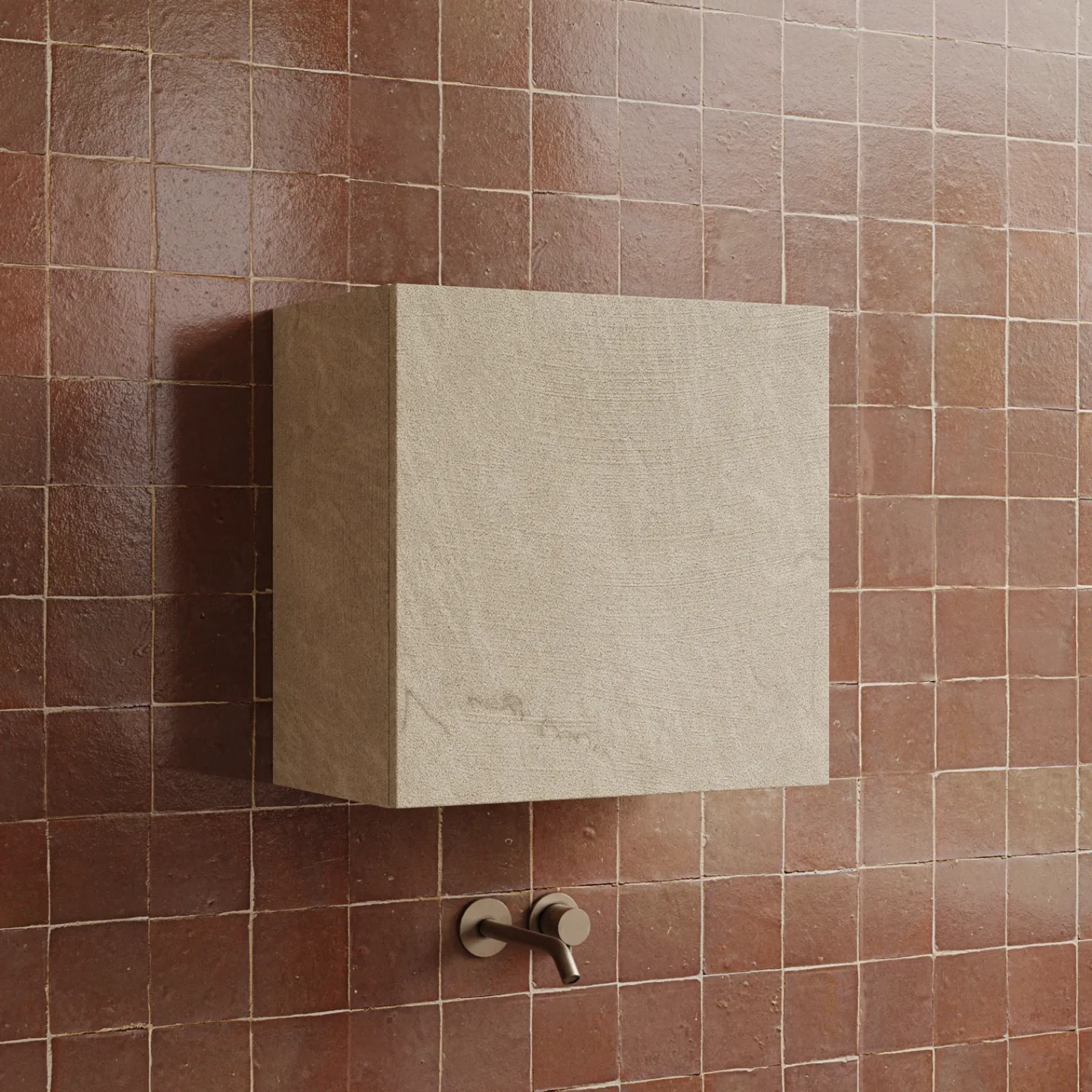 Garnero Arredamenti Pensili Per Bagno-Pensile cubo sospeso bagno 55x50h cm1 anta reversibile Sunset Tortora