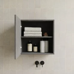 Garnero Arredamenti Pensili Per Bagno-Pensile cubo sospeso bagno 55x50h cm 1 anta reversibile Sunset Antracite