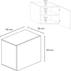 Garnero Arredamenti Pensili Per Bagno-Pensile cubo sospeso bagno 55x50h cm 1 anta reversibile Sunset Antracite