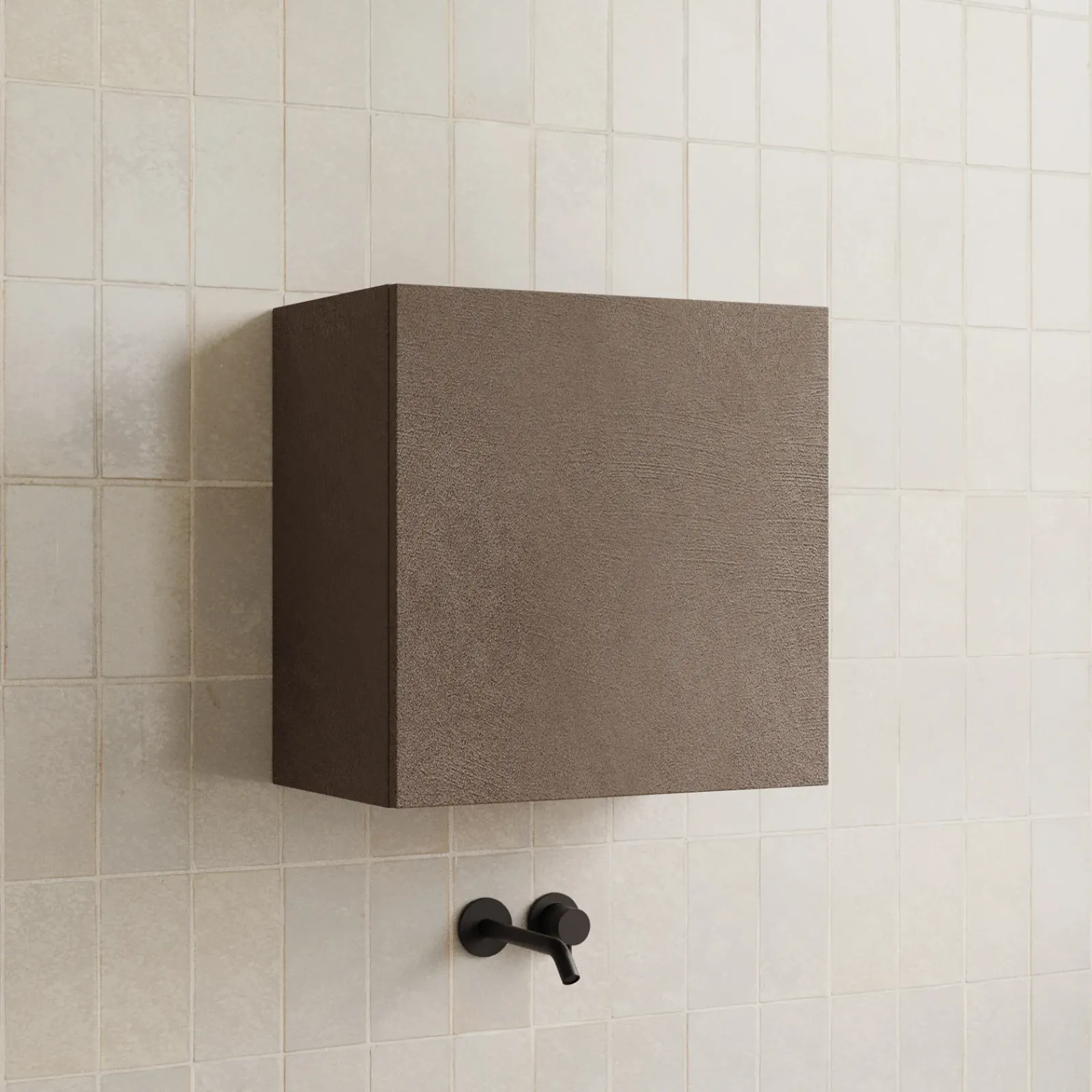 Garnero Arredamenti Pensili Per Bagno-Pensile cubo sospeso bagno 55x50h cm 1 anta reversibile scuro Sunset Marrone