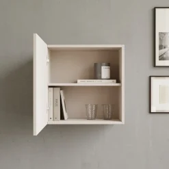 Garnero Arredamenti Mensole E Pensili-Pensile cubo sospeso 55x50h cm 1 anta reversibile Sunset Beige