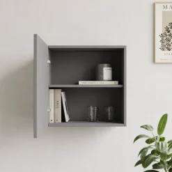 Garnero Arredamenti Mensole E Pensili-Pensile cubo sospeso 55x50h cm 1 anta reversibile Sunset Grigio scuro