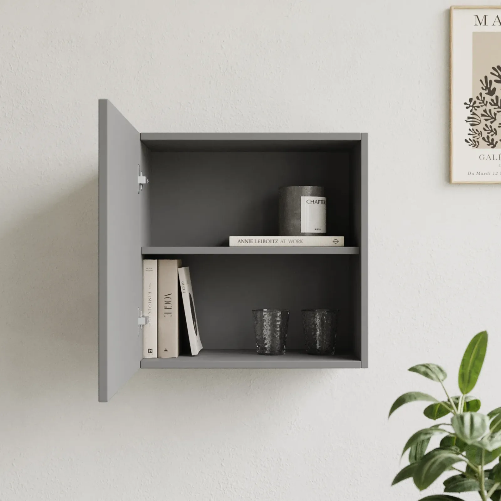 Garnero Arredamenti Mensole E Pensili-Pensile cubo sospeso 55x50h cm 1 anta reversibile Sunset Grigio scuro