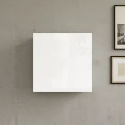 Garnero Arredamenti Mensole E Pensili|Mensole E Pensili-Pensile cubo sospeso 55x50h cm 1 anta reversibile Sunset Bianco Lucido