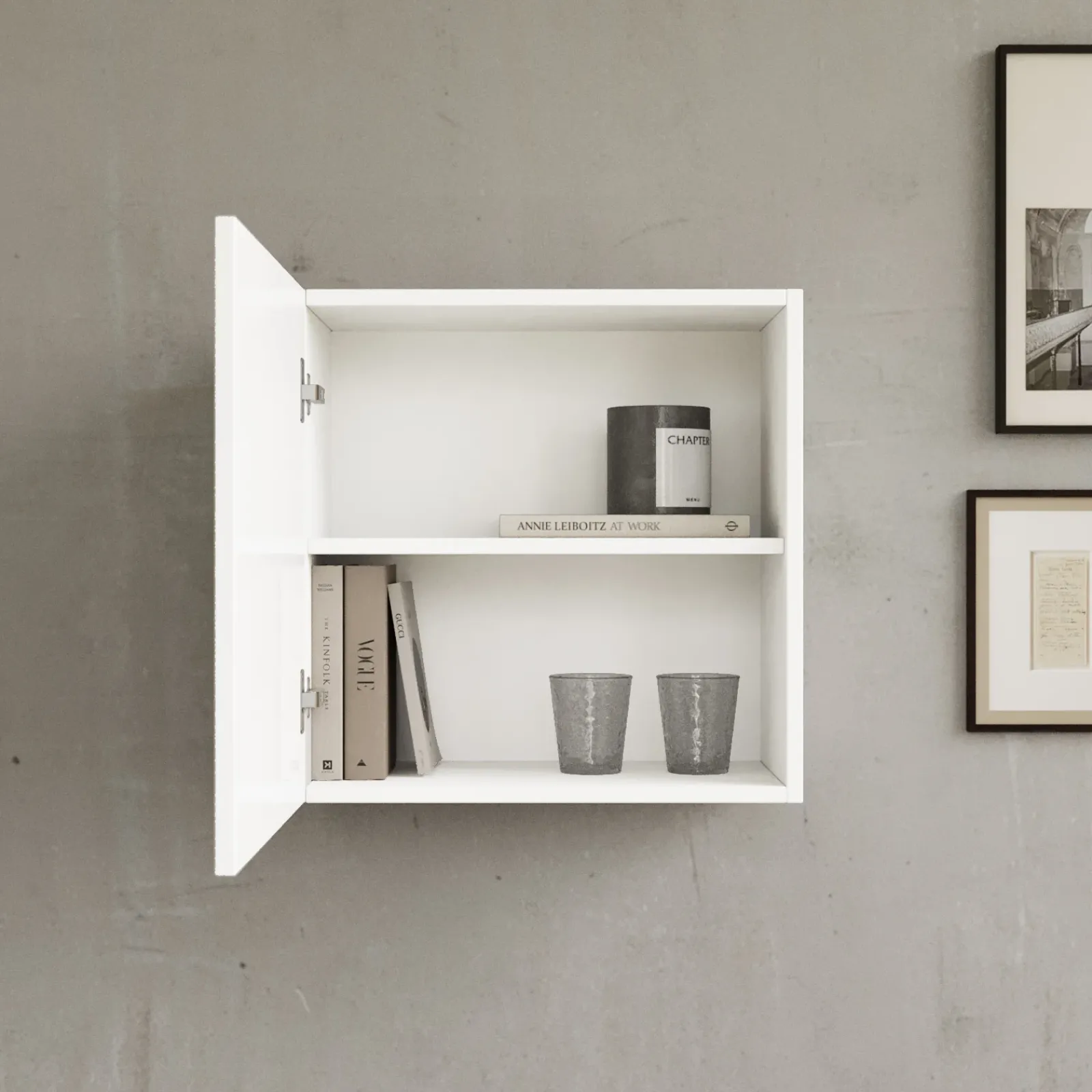 Garnero Arredamenti Mensole E Pensili|Mensole E Pensili-Pensile cubo sospeso 55x50h cm 1 anta reversibile Sunset Bianco Lucido