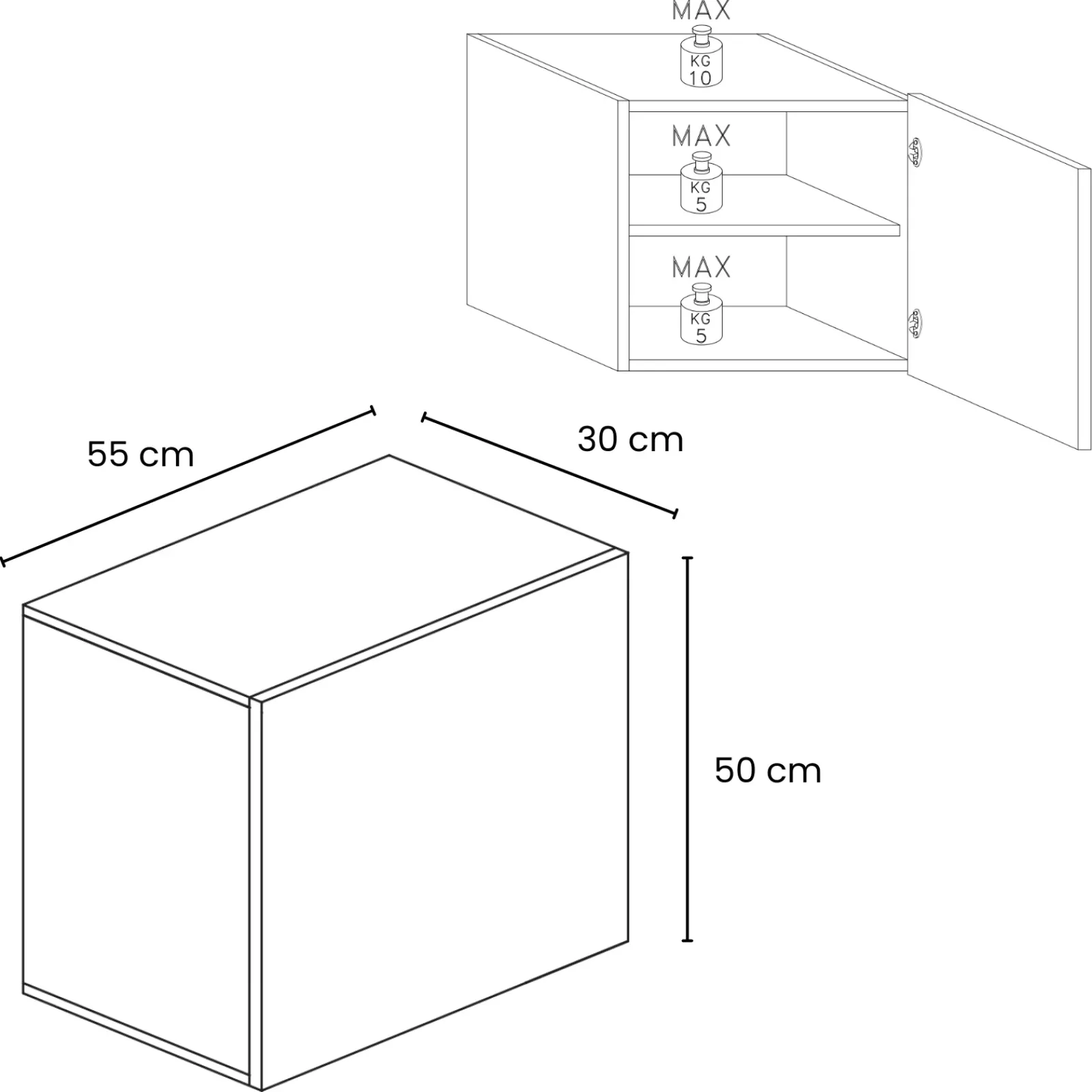 Garnero Arredamenti Mensole E Pensili|Mensole E Pensili-Pensile cubo sospeso 55x50h cm 1 anta reversibile Sunset Bianco Lucido