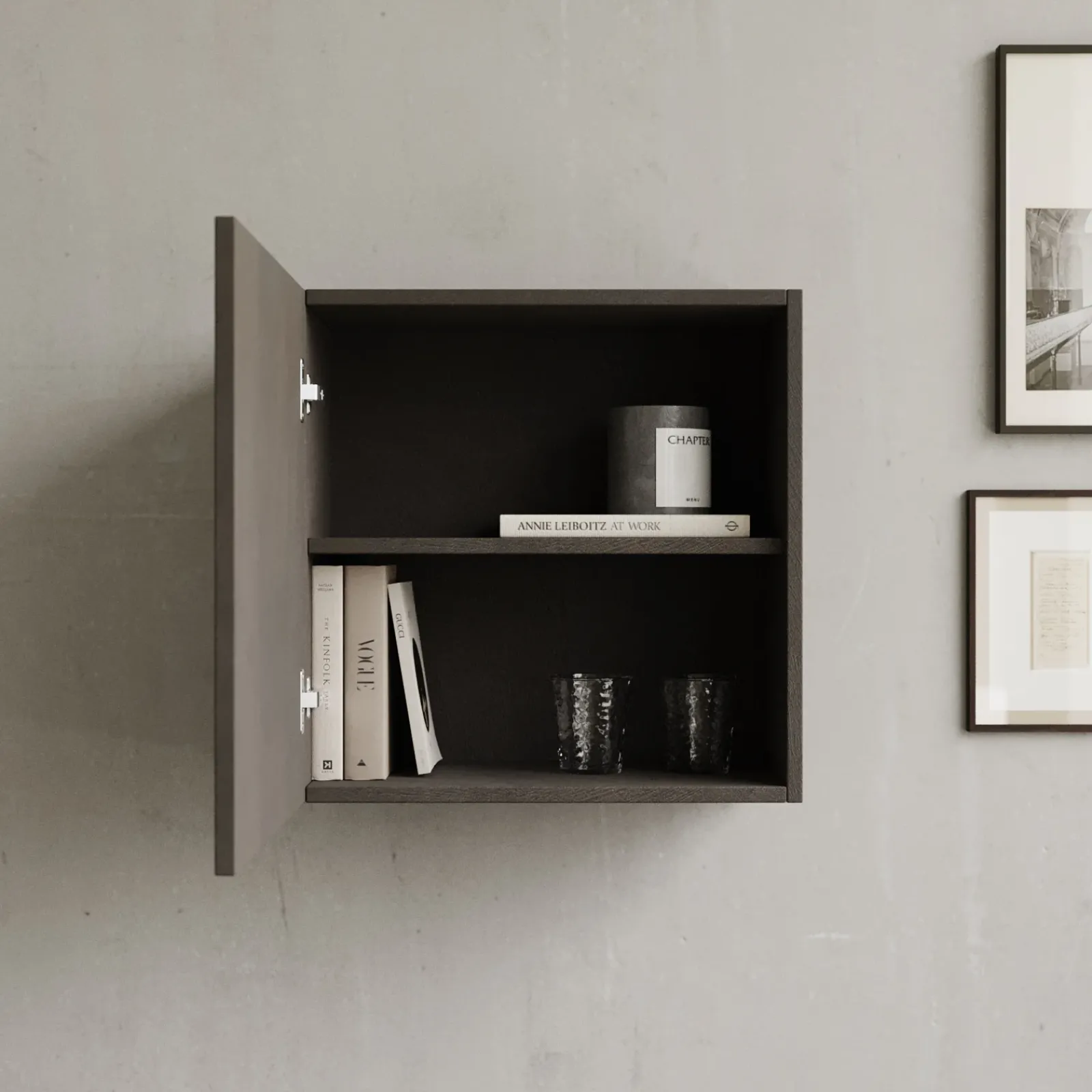 Garnero Arredamenti Mensole E Pensili-Pensile cubo sospeso 55x50h cm 1 anta reversibile nero Sunset Ossido