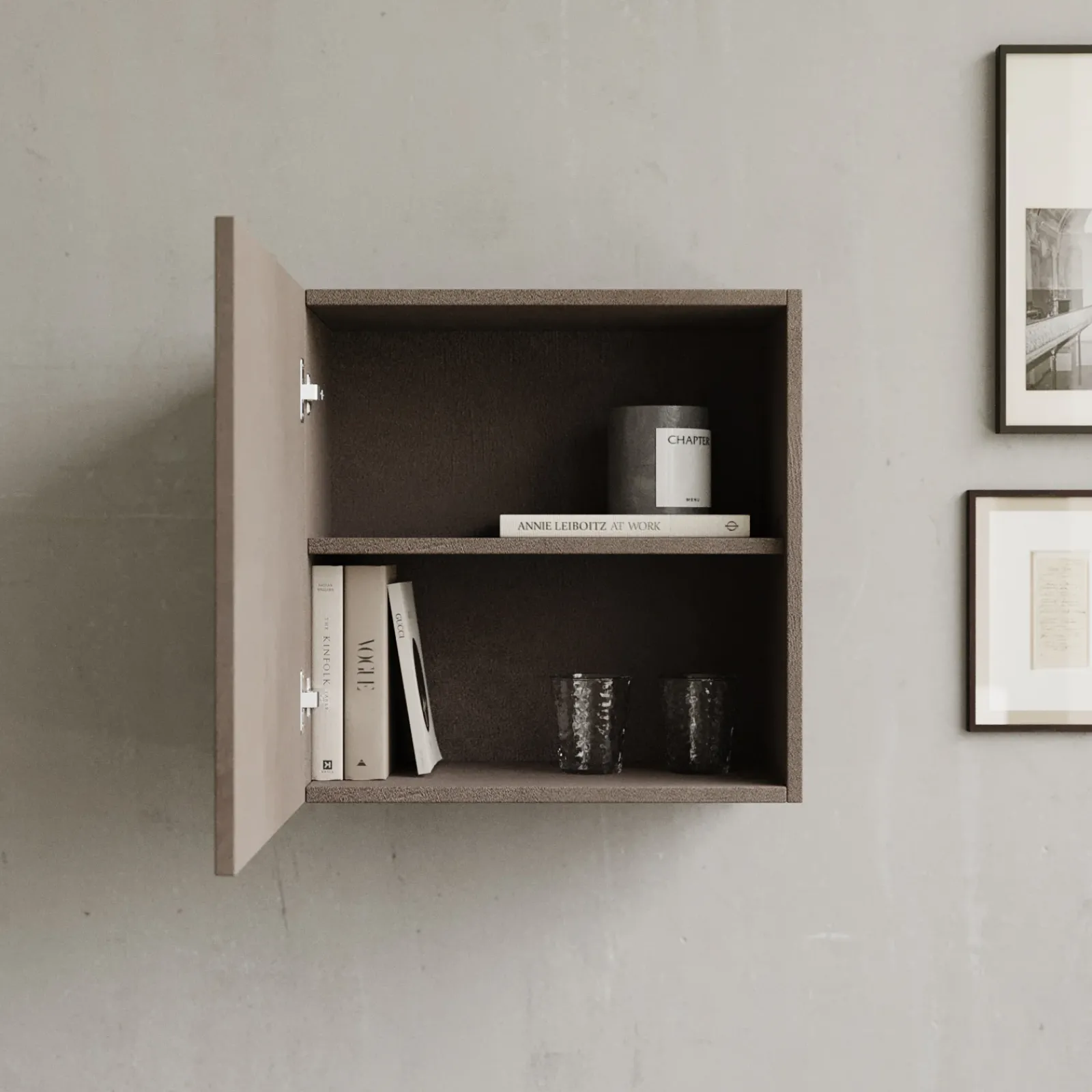 Garnero Arredamenti Mensole E Pensili|Mensole E Pensili-Pensile cubo sospeso 55x50h cm 1 anta reversibile bronzo Sunset Marrone