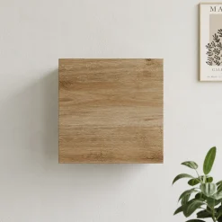 Garnero Arredamenti Mensole E Pensili-Pensile cubo sospeso 55x50h cm 1 anta reversibile Sunset Rovere Chiaro