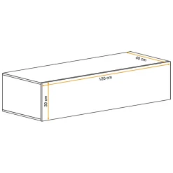 Garnero Arredamenti Mensole E Pensili-Pensile orizzontale sospeso 1 anta 120x30cm con serigrafia nera Geo Rovere