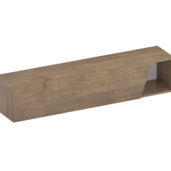 Garnero Arredamenti Mensole E Pensili-Pensile orizzontale 138x29h cm 1 anta tagliata soggiorno rovere scuro Sunset Noce