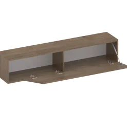 Garnero Arredamenti Mensole E Pensili-Pensile orizzontale 138x29h cm 1 anta tagliata soggiorno rovere scuro Sunset Noce